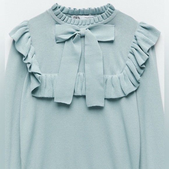 Zara women’s Ruffle knit sweater with Bow - Picture 7 of 14